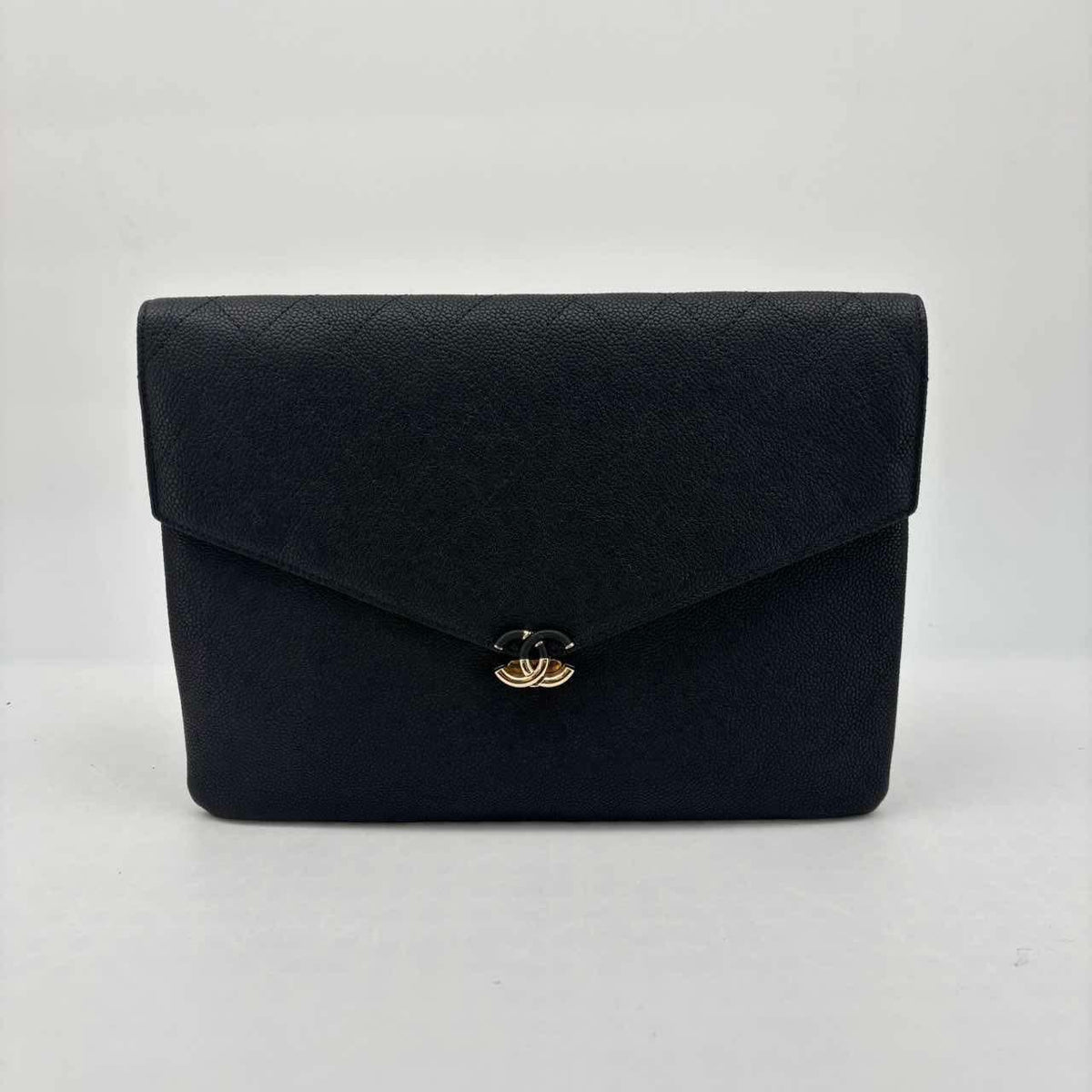 Chanel Black Caviar iPad Pouch, Seal, Card