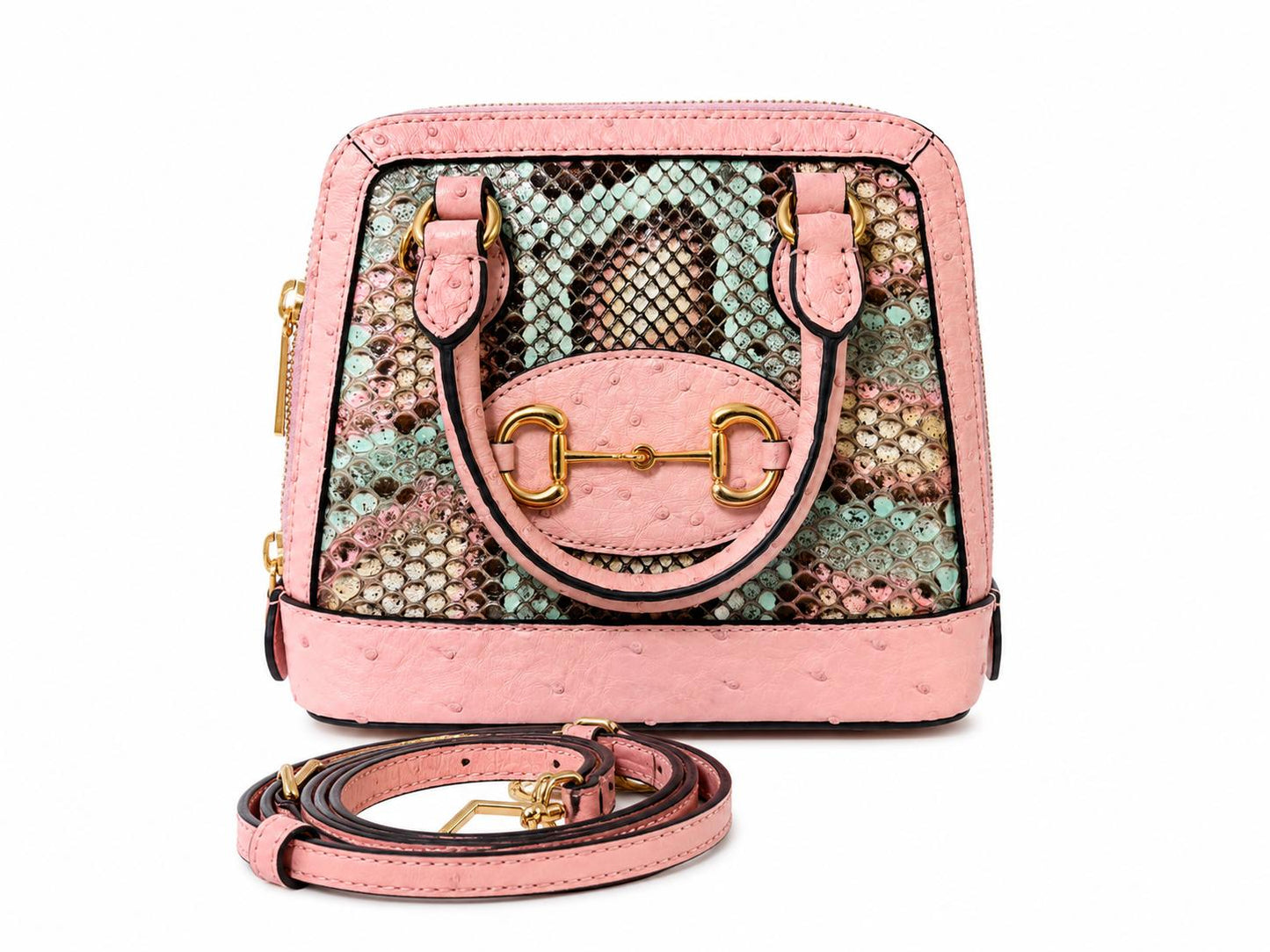 Gucci Pink Python & Ostrich Crossbody