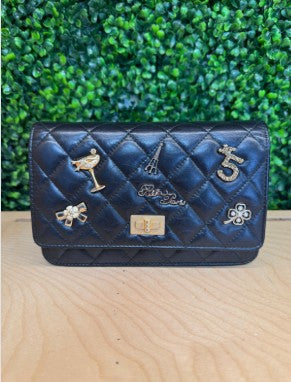 Chanel CC black aged calf WOC
