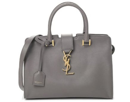 Saint Laurent Grey Leather Cabas 2 Way Bag