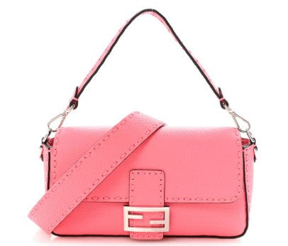 Fendi Pink Selleria Leather Baguette Bag