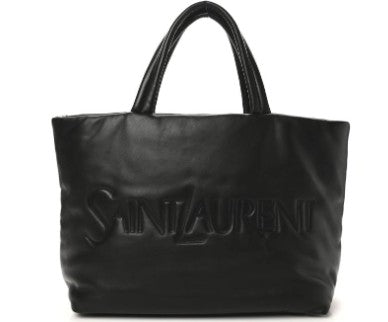 Saint Laurent Black Logo-Debossed Leather Tote