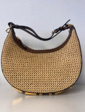 Fendi Fendigraphy Small Leather + Rafia Shoulder Bag