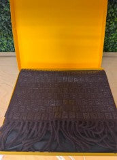 Fendi brown scarf with box and tag and dust bag