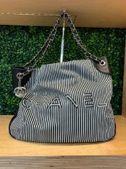 Chanel striped big tote bag with chain strap series 13