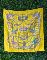Hermès silk scarf yellow