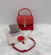 Bulgari red leather stingray top handle serpenti crossbody with mirror, rain cover and dustbag - SKU: LSCJ080499