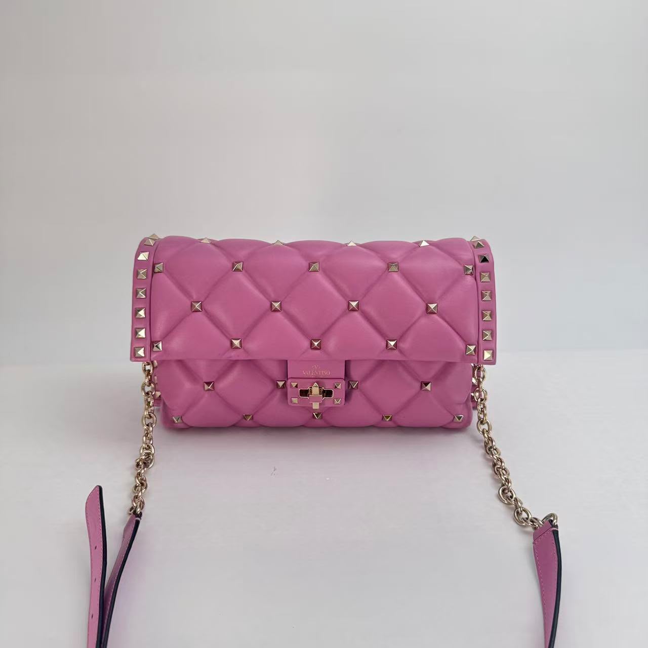 Valentino Pink Rockstud Crossbody with Champagne Gold Hardware - SKU: LSCJ082600139