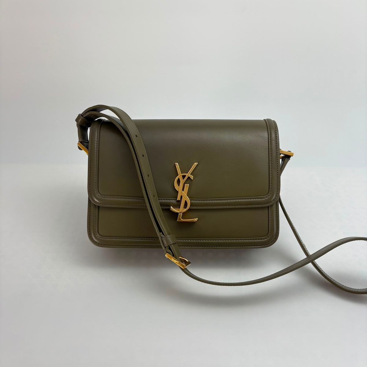 Saint Laurent Olive Green Calfskin Flap Bag