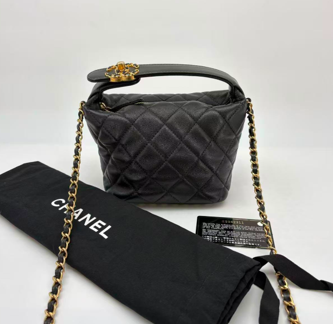 Chanel Black Lambskin Hobo Bag, With Seal & Card, Series 29, Year 2018