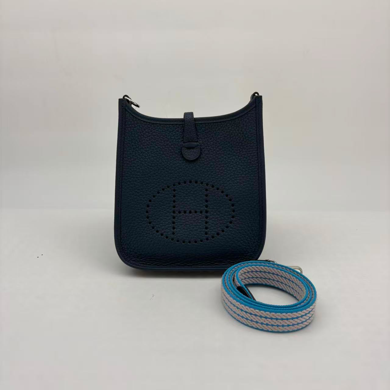 Hermès Mini Evelyne TPM, Navy Blue Taurillon Clemence Leather, W Stamp (2024)