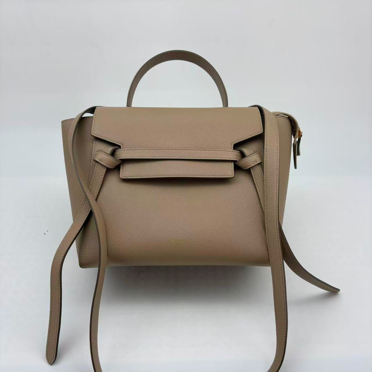 Celine Small Belt Bag, Beige Leather