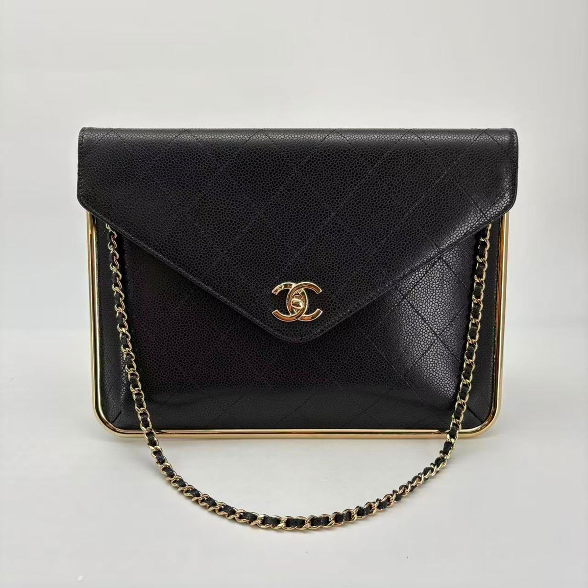 Chanel Black Caviar Envelope Flap, Microchipped