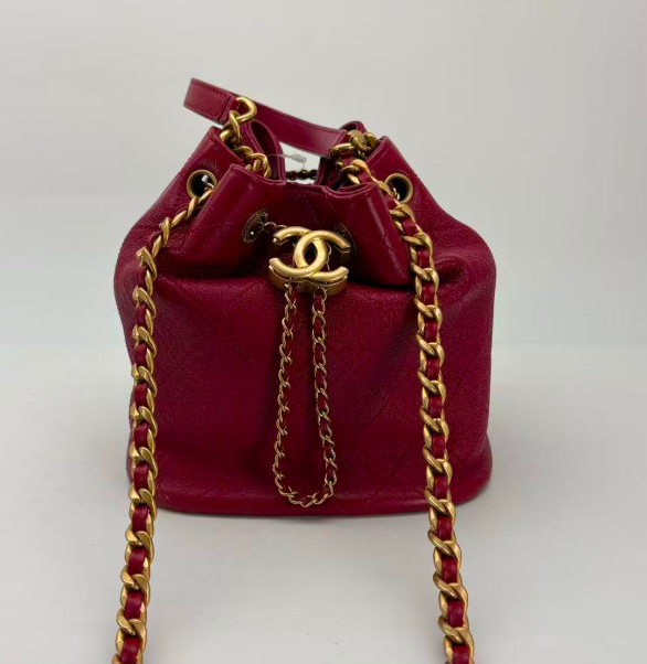 Chanel Red Calfskin Bucket Bag, Series 30, Year 2020