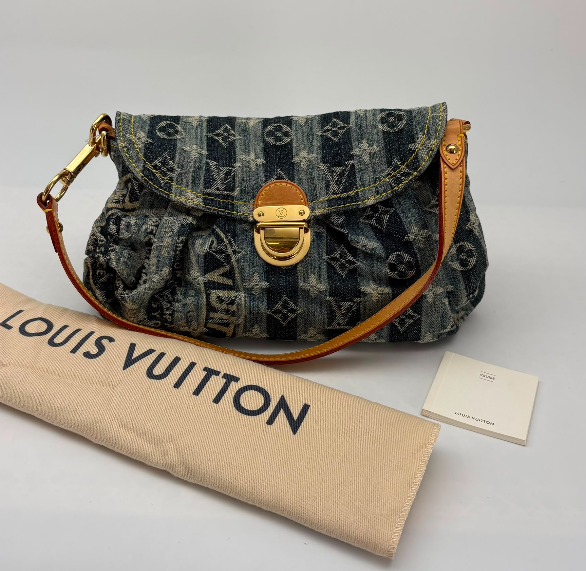 Louis Vuitton Denim Monogram Pleaty Raye Shoulder Bag