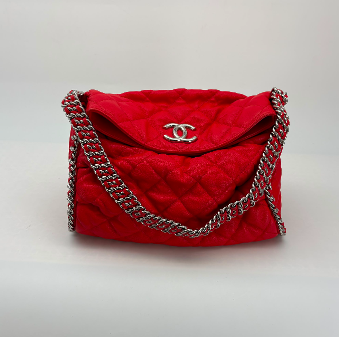 Chanel Red Calfskin Large Hobo, Series 15, Year 2011