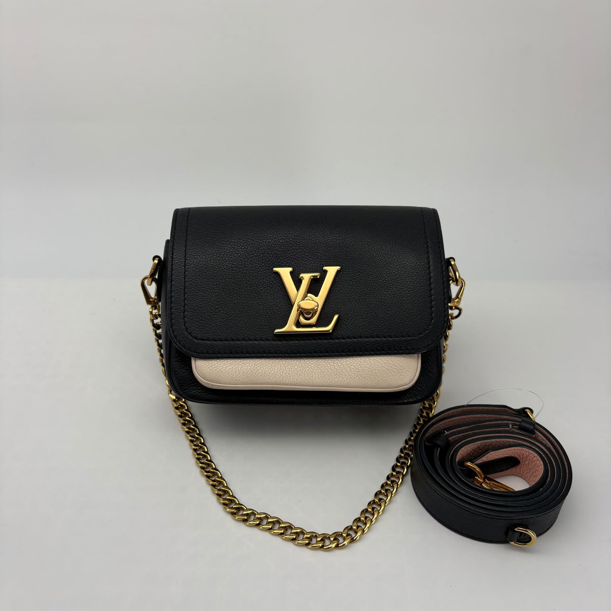 Louis Vuitton Black & Beige LockMe Tender Flap