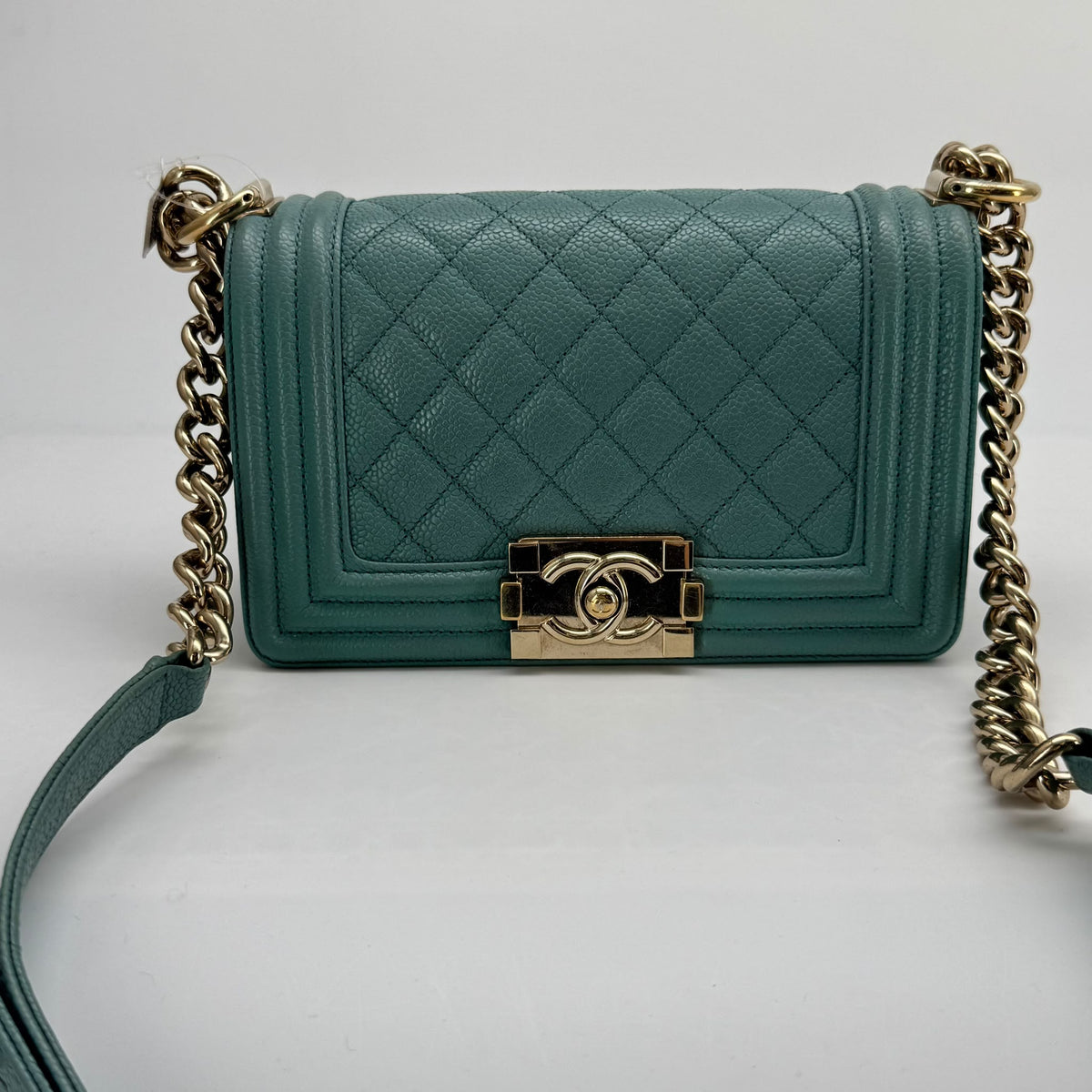 Chanel Tiffany Blue Small Caviar Le Boy, Series 29, Year 2019–2020