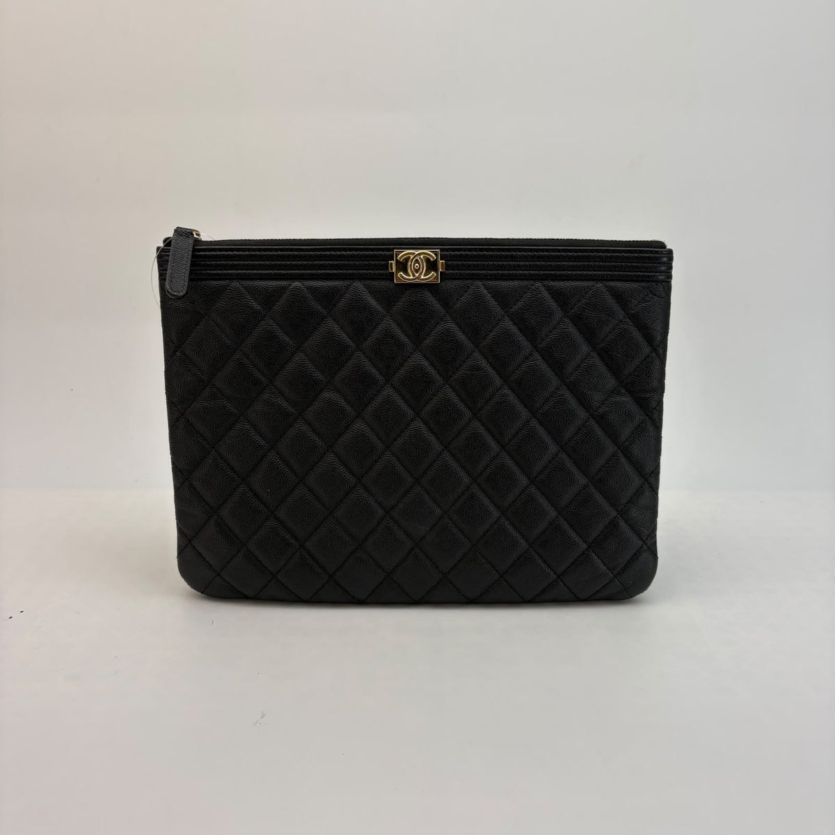 Chanel Black Caviar Le Boy Pouch — With Seal, Series 22