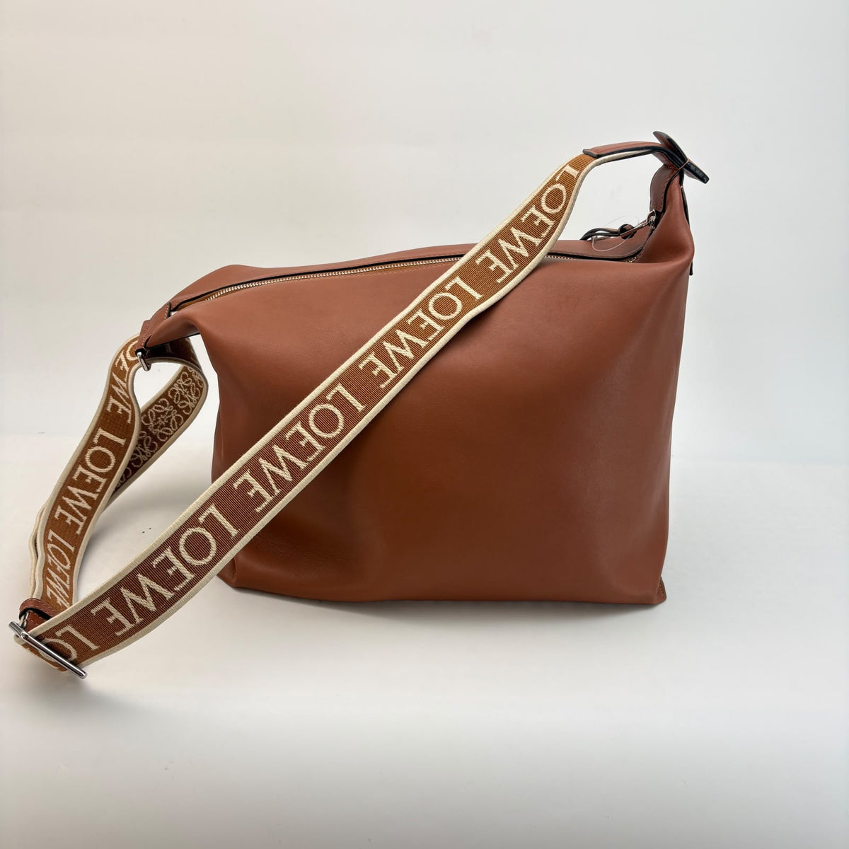Loewe Brown Calf Leather Cubi Crossbody