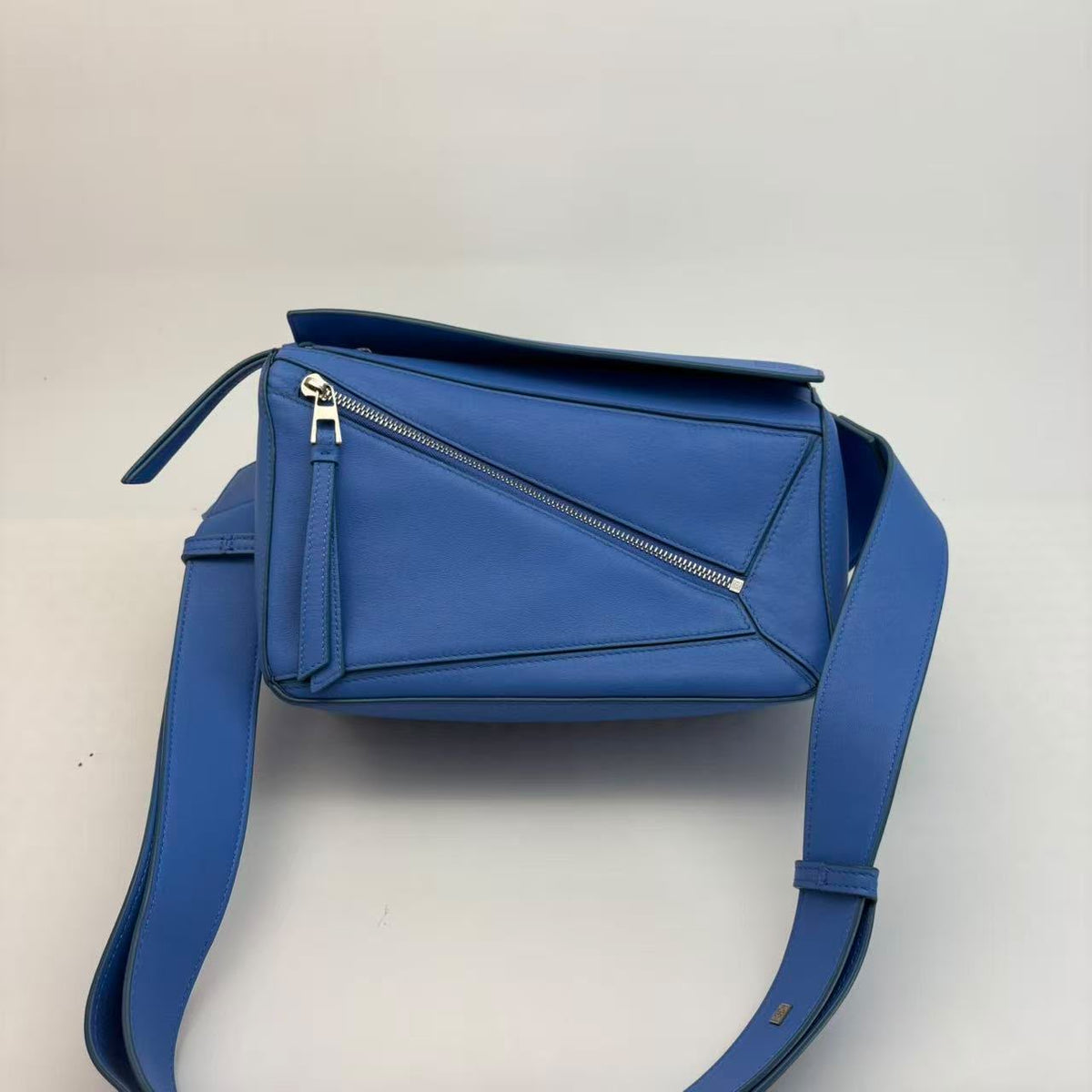 Loewe Blue Calf Leather Puzzle Belt Bag — With Adjustable Strap