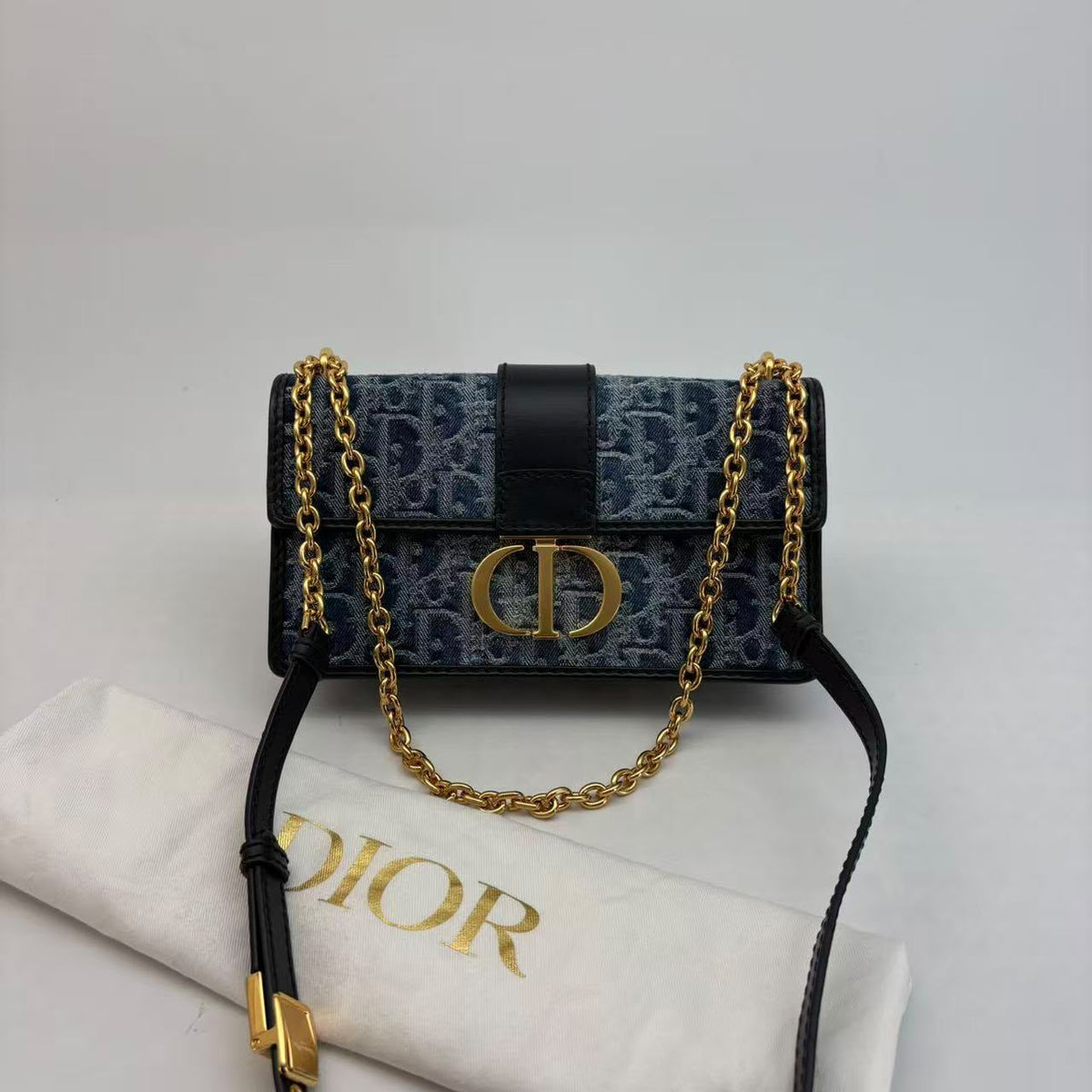 Dior Denim East-West 30 Montaigne — Gold Hardware, With Dust Bag