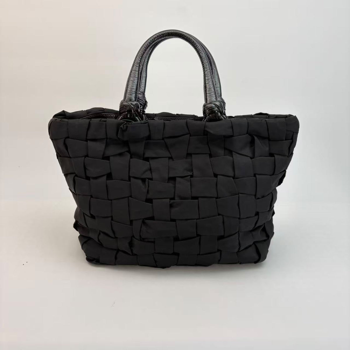 Prada Black Nylon Woven Tote