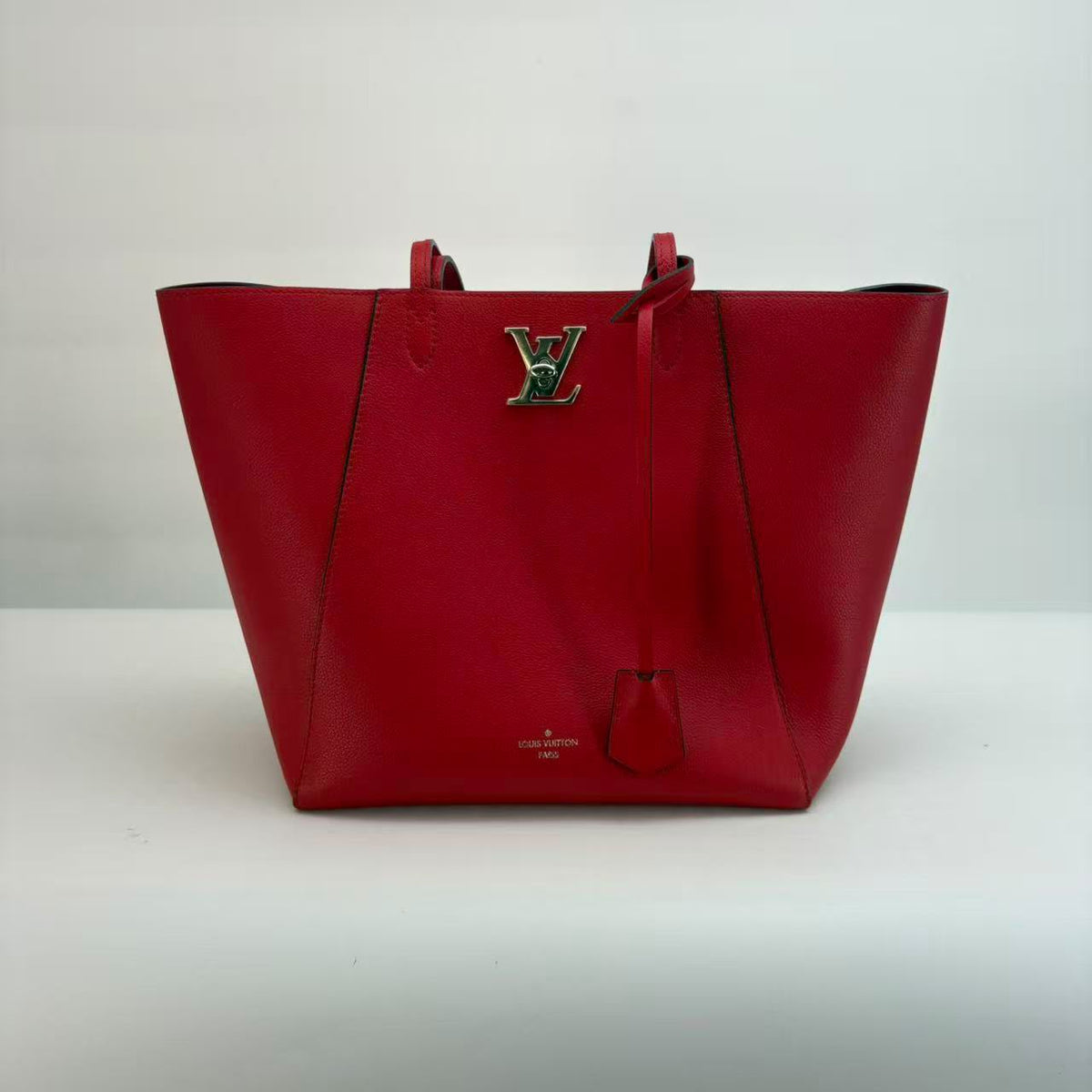 Louis Vuitton Red Leather LockMe Cabas Tote, Clochette