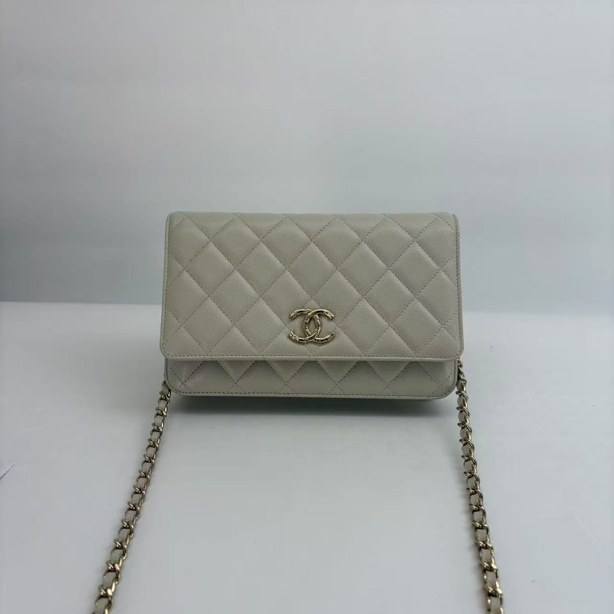 Chanel Grey Caviar Wallet on Chain, Microchipped