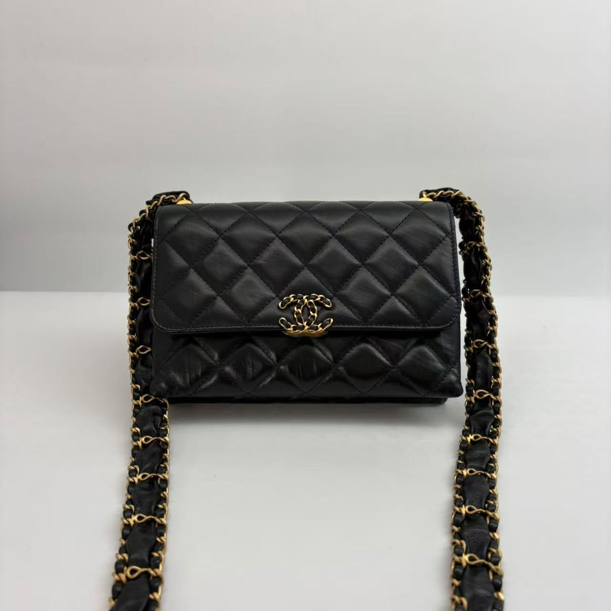 Chanel Black Calfskin Flap Crossbody, Microchipped