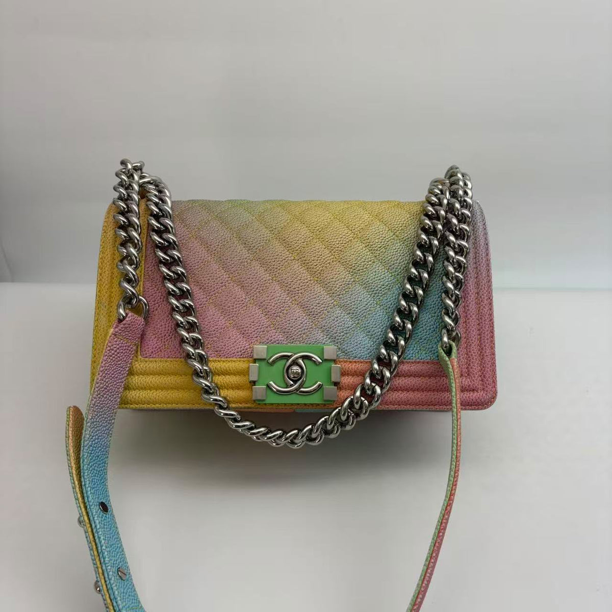 Chanel Caviar Rainbow Medium Le Boy, Seal, Series 23