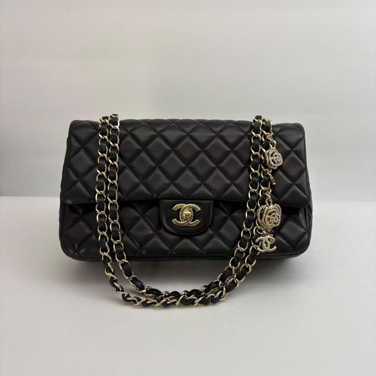 Chanel Black Lambskin Valentine Flap, Seal, Series 18