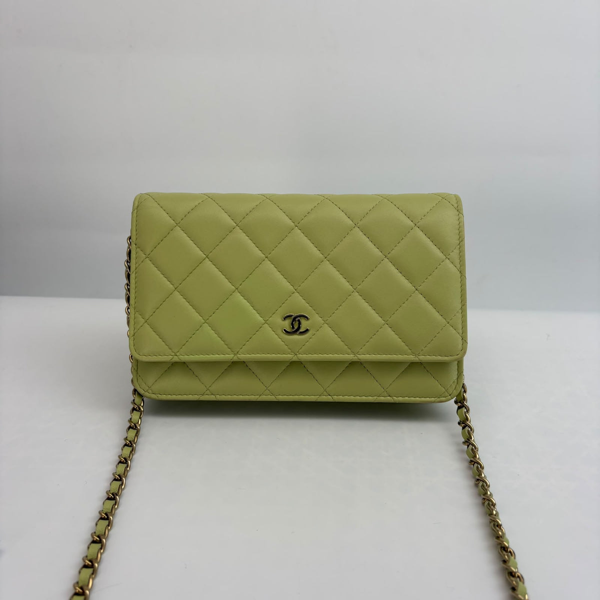 Chanel Green Lambskin Wallet on Chain, Microchipped