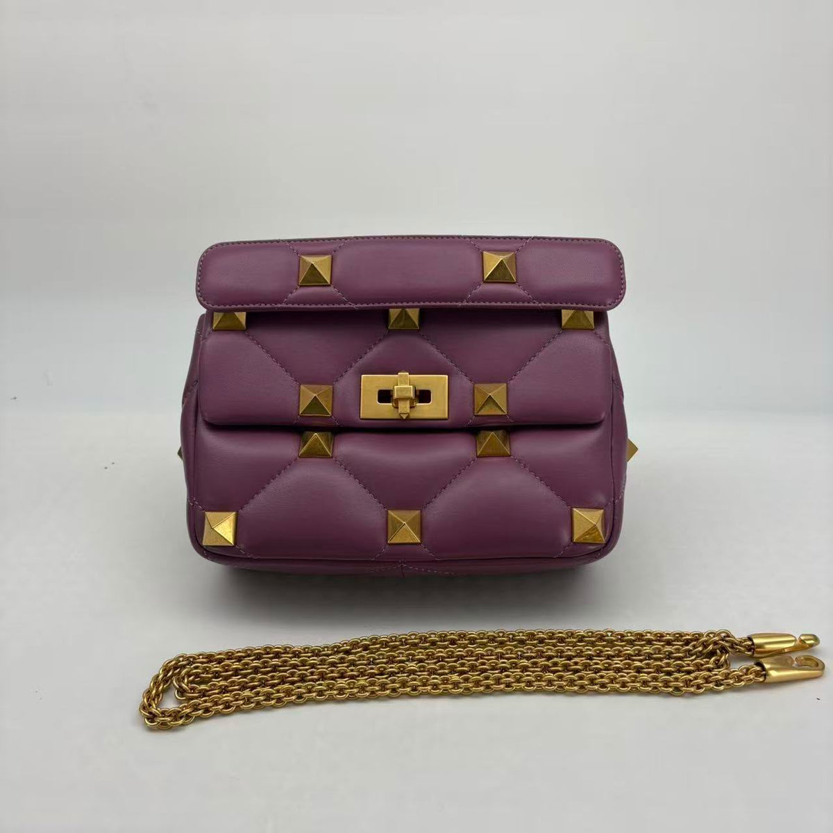 Valentino Purple Roman Stud, Gold Hardware