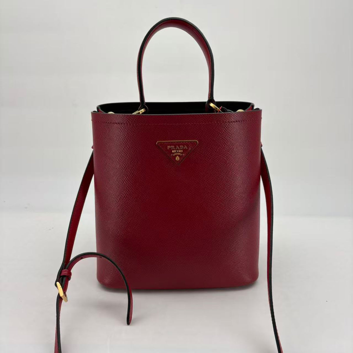 Prada Red Saffiano Tote, Gold Hardware