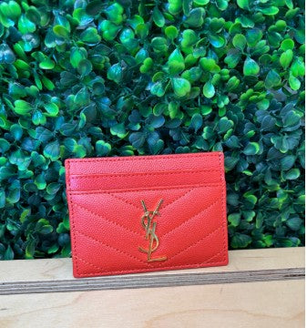 Saint Laurent Cassandra Card Holder - Tomato