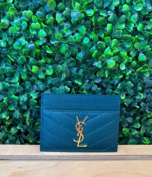 Saint Laurent Cassandra Card Holder - Peacock Blue