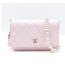 Chanel Pearl Strap Pink Lambskin Leather WOC Crossbody