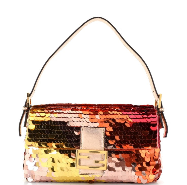 Fendi Baguette 1997 Bag Sequin Embellished Satin Medium