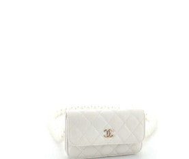 Chanel Pearl Strap Clutch with Chain Quilted Calfskin
