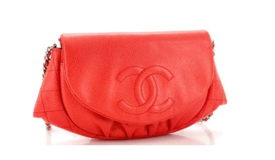 Chanel Half Moon Wallet on Chain Caviar