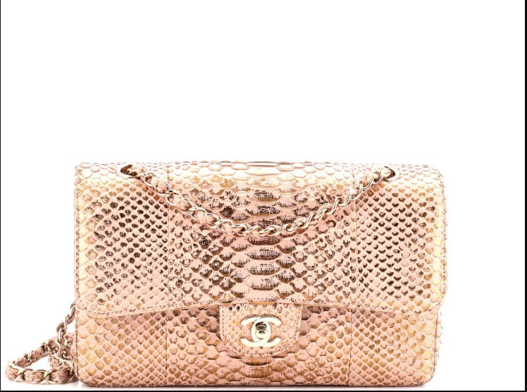 Chanel Classic Double Flap Bag Python Medium