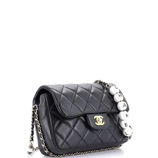 Chanel My Precious Pearls Chain Flap Bag Quilted Lambskin Medium