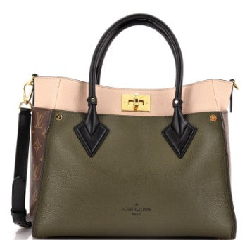 Louis Vuitton On My Side Tote Leather with Monogram Canvas MM