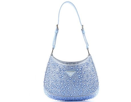 Prada Cleo Shoulder Bag Crystal Embellished Satin Small