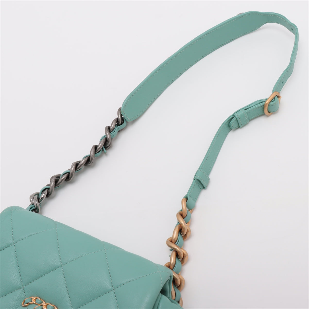 Chanel CHANEL 19 Lambskin Chain Shoulder Bag Blue Gold x Silver Metal Fittings 29310189