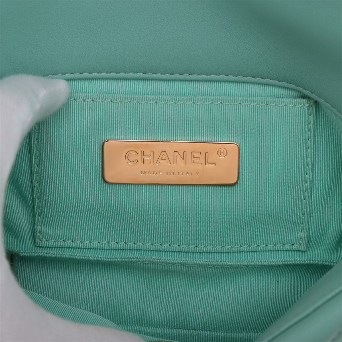 Chanel CHANEL 19 Lambskin Chain Shoulder Bag Blue Gold x Silver Metal Fittings 29310189