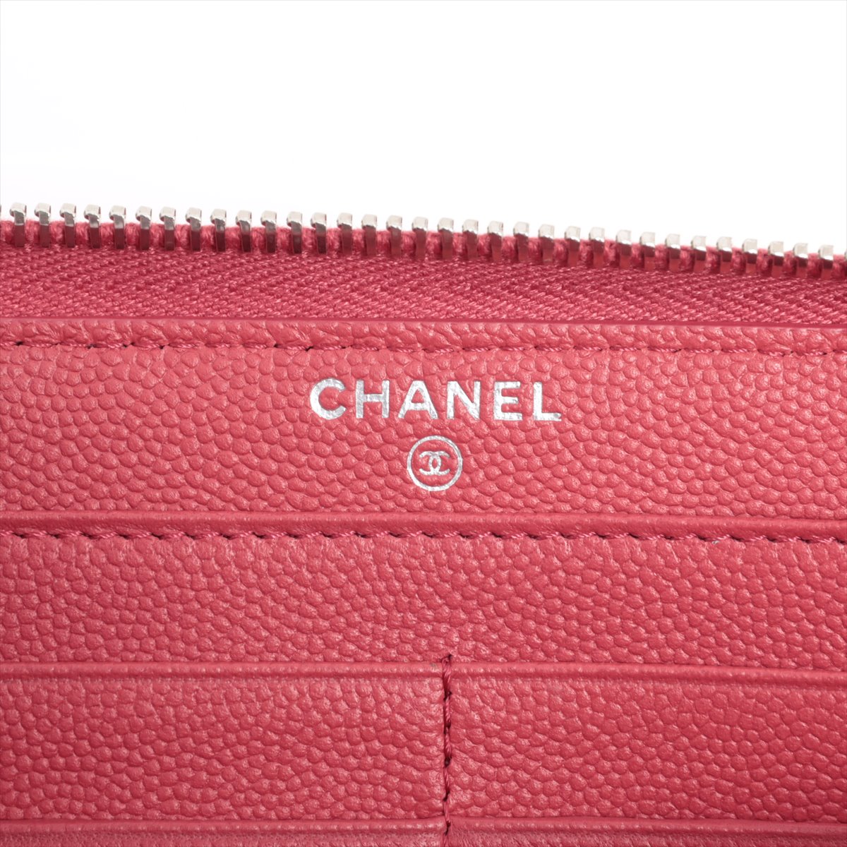 Chanel Matrasse x V stitch Caviar Skin Zip Round Wallet Pink Silver Metal Fittings 26415219