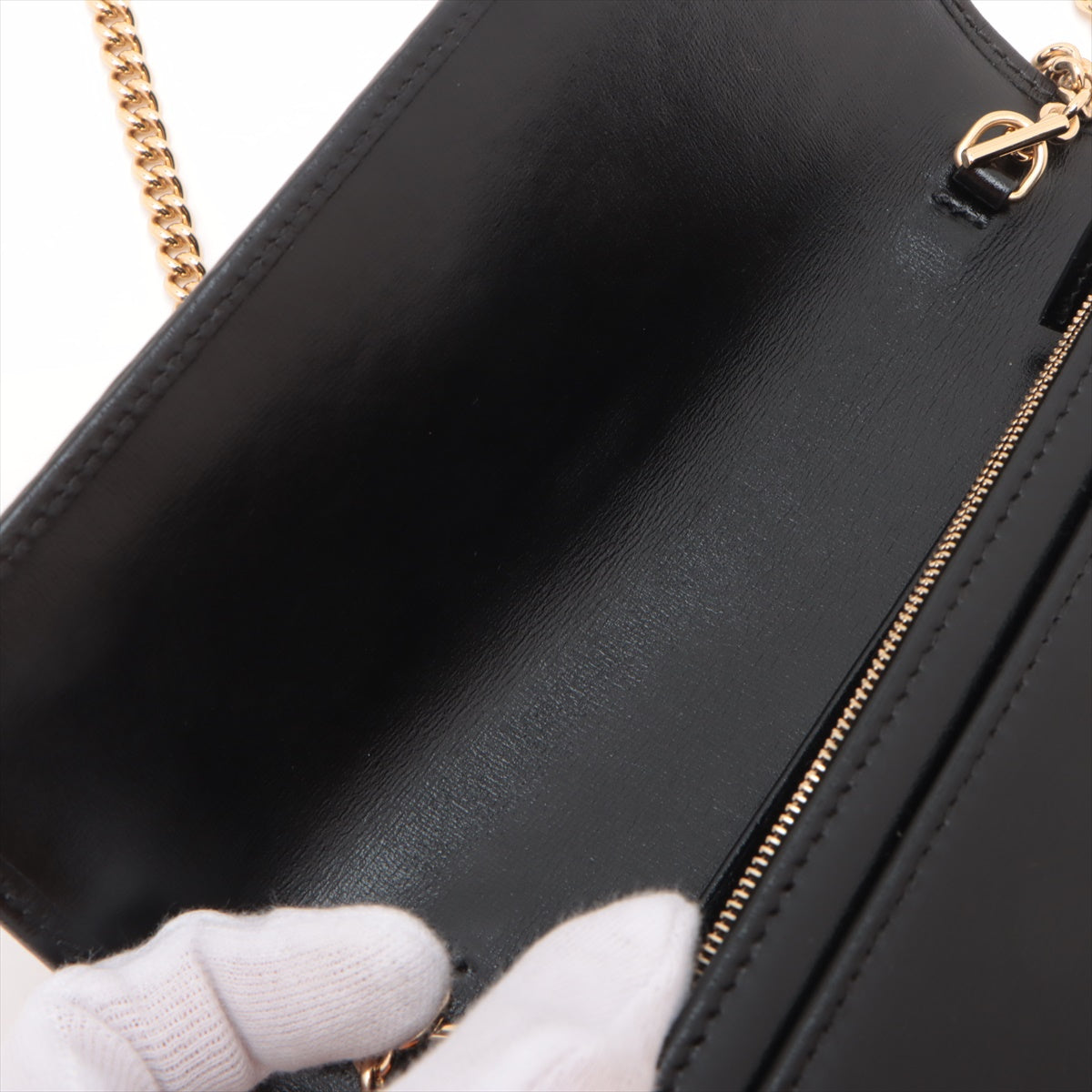 Gucci Jackie 1961 Leather Chain Wallet Black 652681