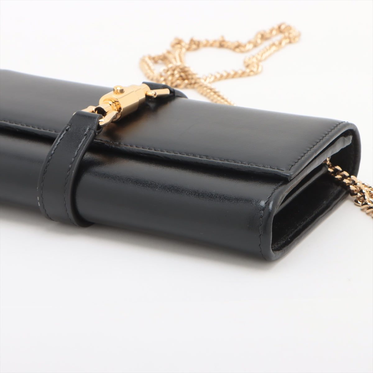 Gucci Jackie 1961 Leather Chain Wallet Black 652681